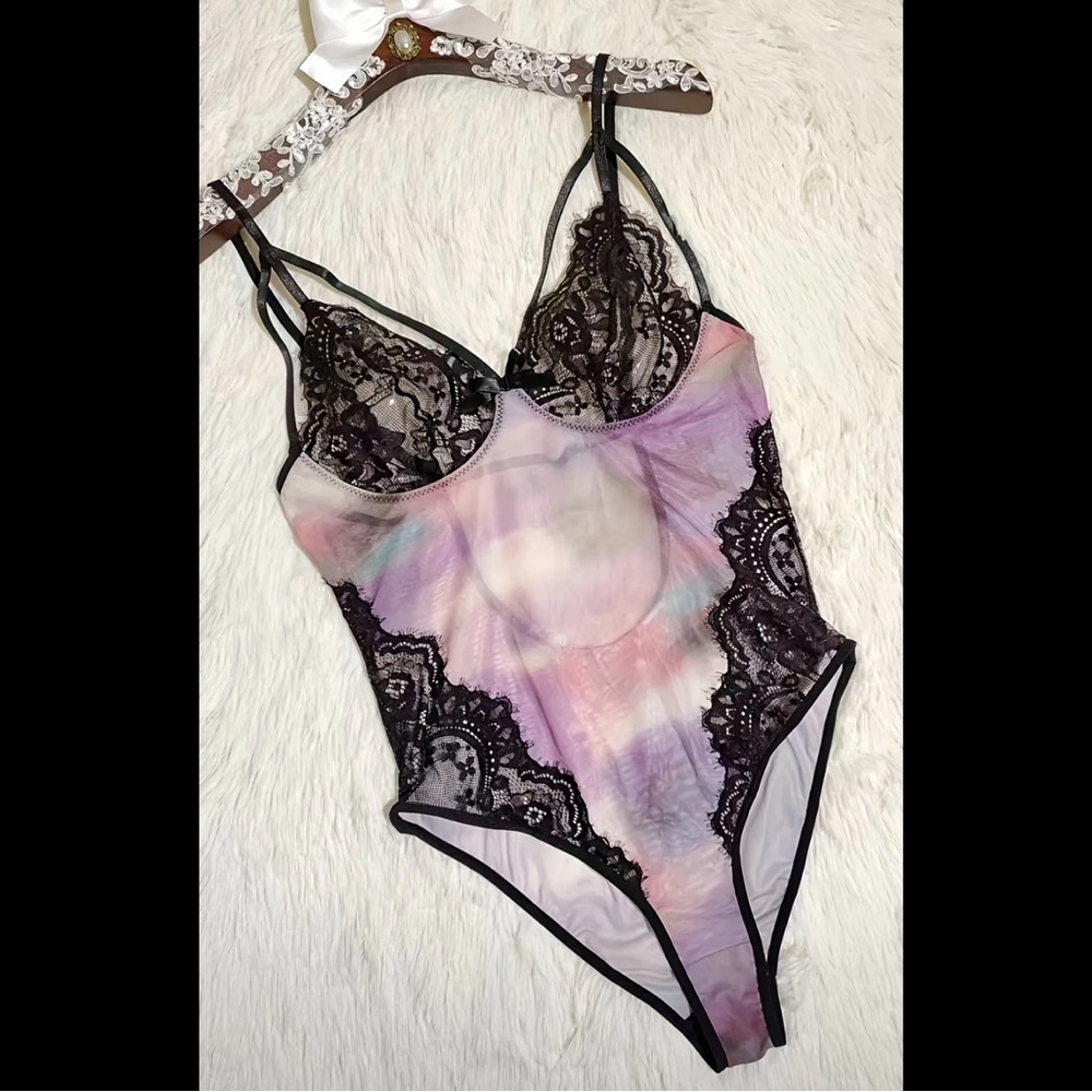 Colorful Ombré, Mesh & Lace, Lingerie Bodysuit